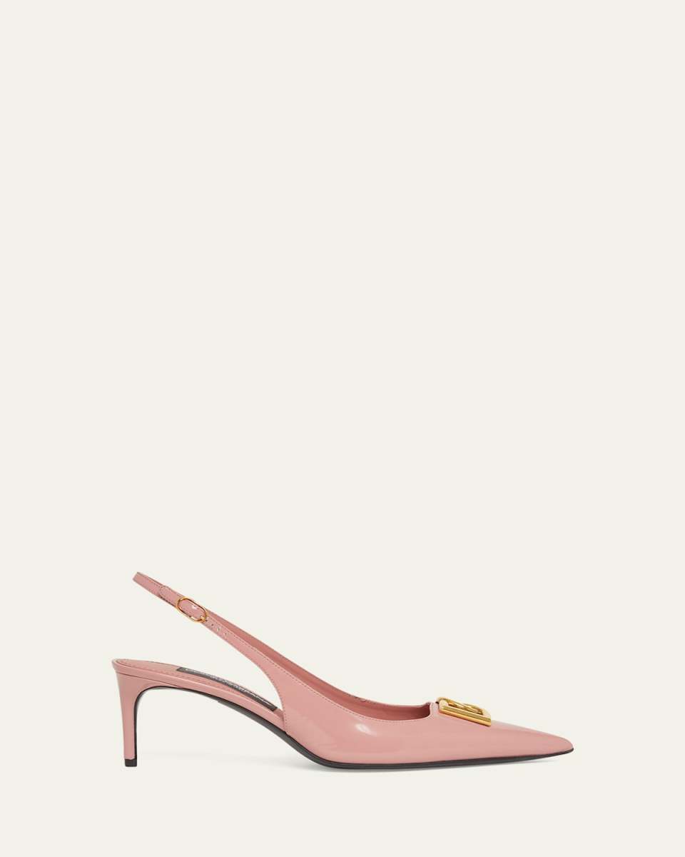 Patent DG Medallion Slingback Pumps